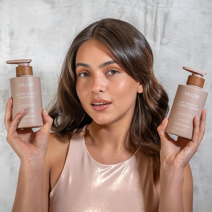 Volgari Biotin Shampoo and Conditioner Set, 20.28 Fl Oz - Scented Volumizing Shampoo and Conditioner, Thickening Formula to Strengthen & Nourish Hair, Ideal for Fuller-Looking Hair