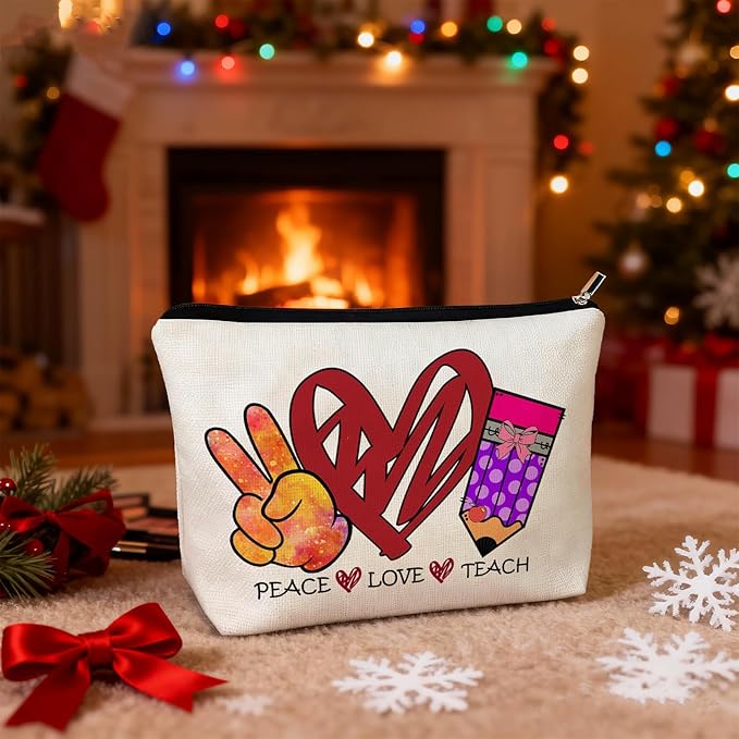 CLHHM Teacher Appreciation Gifts Makeup Bag Cosmetic Bag with Zipper Travel Toiletry Bag Birthday Gifts for Women Teenage Girls New Mom Care Package