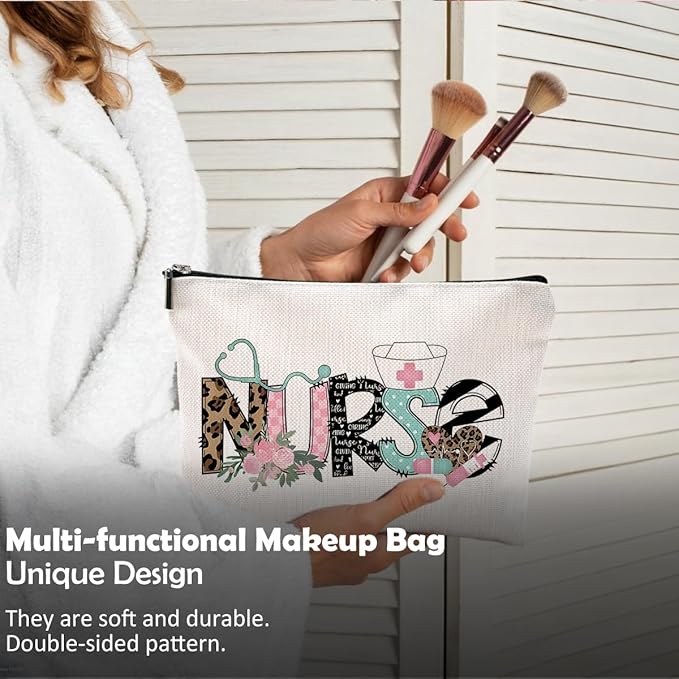 QGFM Nurse Cosmetic Bags With Zipper - Gifts for Women & Nursing Students