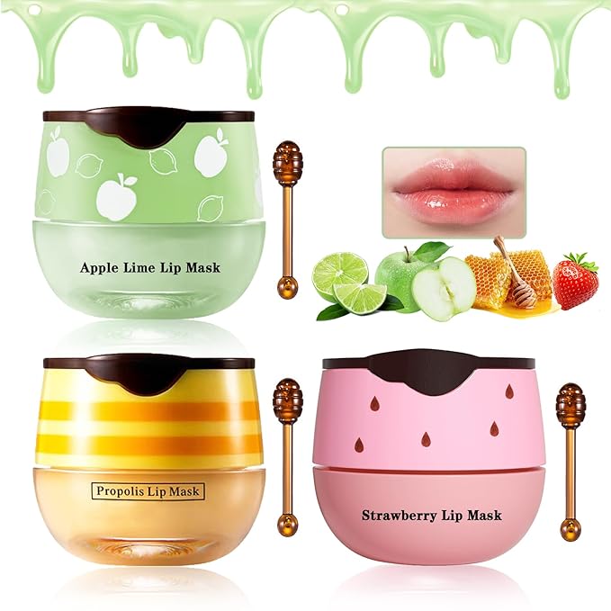 3PCS Bee Lip Balm Honey Pot Lime)