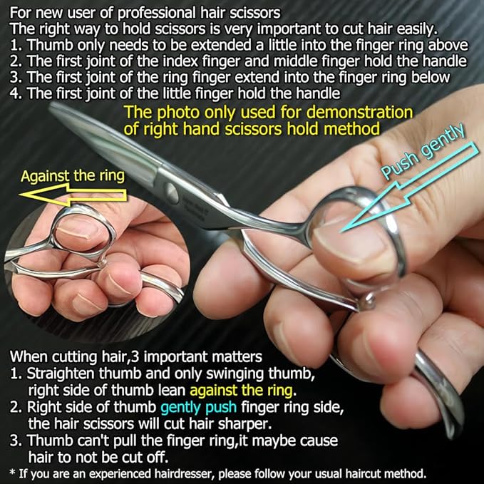 6 Inch Professional Hair Scissors Professional 440C Stainless Steel Hair Cutting Scissors – Hand-Sharpened Japanese Blades, Ergonomic Handle, Ultra-Sharp Barber Shears for Thick Hair & Dog Grooming