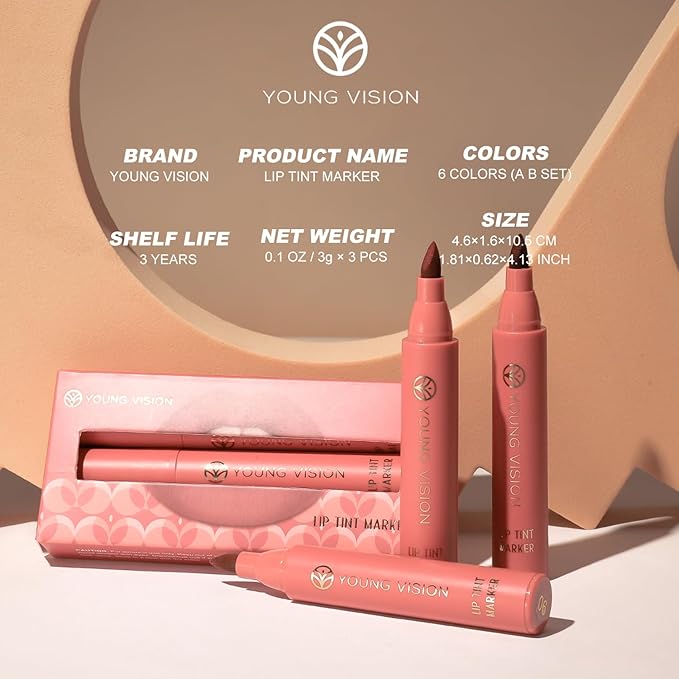 YOUNG VISION Lip Tint Marker 3 PCS Set, YOUNG