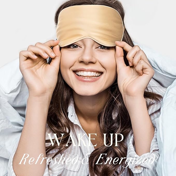 LCBD Silk Satin Sleeping Eye Mask, Gold Sleep Eye Mask Night Blindfold for Women and Men, Soft Breathable Blackout Eyeshade Eye Cover for Travel, Wedding Bridesmaid Gift
