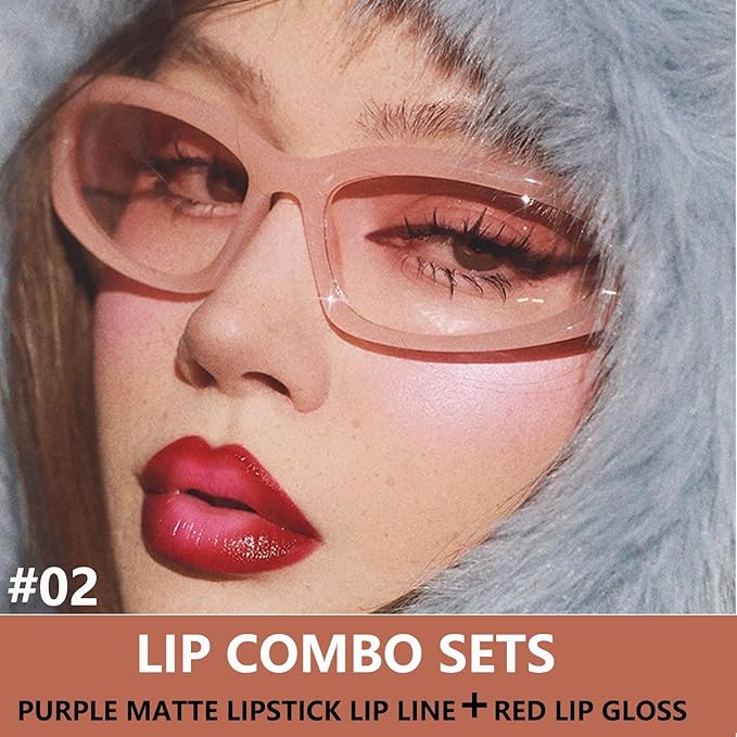 Brown Back Lip Liner and Gloss Set, Plumping Lipgloss Lip Combo Sets for Black Women,Lip Kit with Lip Liner and Gloss, Long Lasting High Pigmented Lip Kit, Waterproof Lip Combo Makeup #2