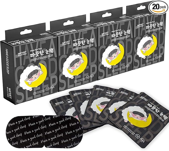 KGALLERY Warm Eye Pack, Unscented Self-Heating Steam Eye Mask – Disposable Heated Mask for Dry & Tired Eyes, 30 Minutes of Gentle Steam Therapy for Sleep, Relaxation & Travel (20 Count)