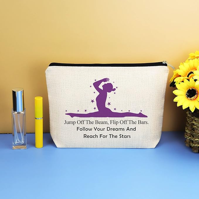Gymnastics Lover Makeup Bag - Inspirational Gift for Women, Girls, Gymnasts, and Coaches - Cosmetic Pouch for Graduation, Birthday