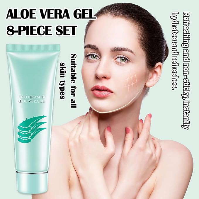 Fusang 8Pcs Organic Aloe Vera Gel for After Sun Skin Care,Natural Moisturizing Aloe Vera Gel for Face & Body,Easy to Portable Face Moisturizer,Travel Size Pure Vera Aloe Gel for all Skin Types D