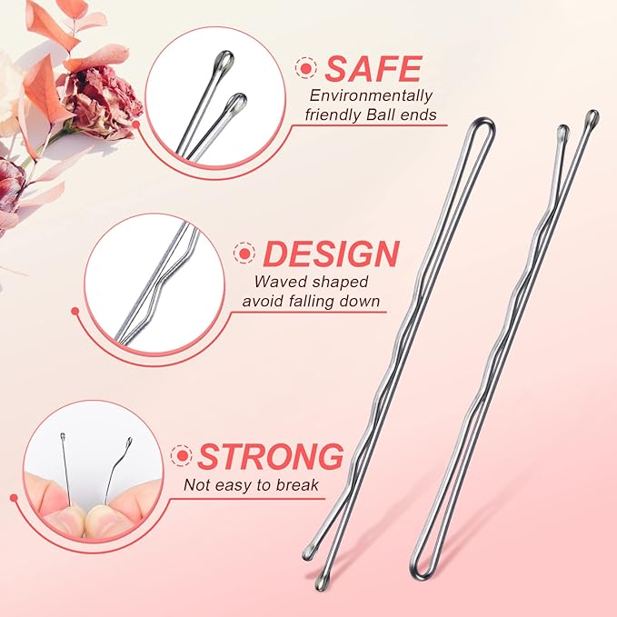 MORGLES Large Silver Bobby Pins for Gray Thick Hair, 2.75" Jumbo Hair Pins with Box 120PCS