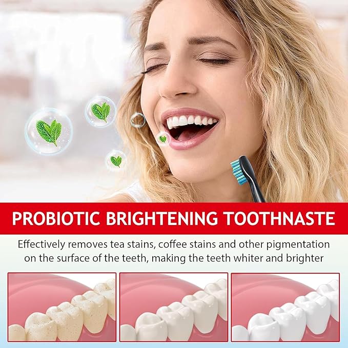 2-Pack SP-6 Probiotic Whitening Toothpaste - Enhanced Formula with 6 Probiotics for Teeth Whitening and Gum Health - Enamel-Safe, Fluoride-Free, Double Mint Flavor,Fresh Breath (Double Mint)
