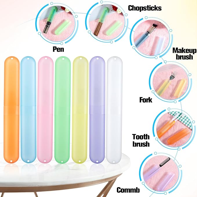 30 Pieces Travel Toothbrush Case Holder Bulk, Travel Toothbrush Holder Case, Breathable Tooth Brush Containers, Dust-Proof Plastic Holders for Travel Trip, Business, Home(7 Colors)