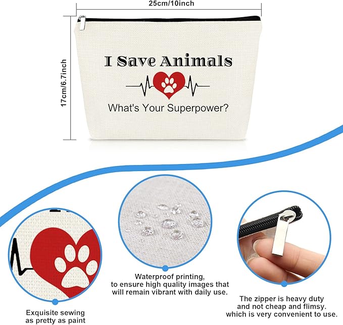 Veterinarian Gifts for Women Animal Lover Gift Makeup Cosmetic Bag Vet Tech Gift Veterinarian Appreciation Gifts Animal Rescue Thank You Gift Veterinary Medicine Students Graduation Birthday Gift