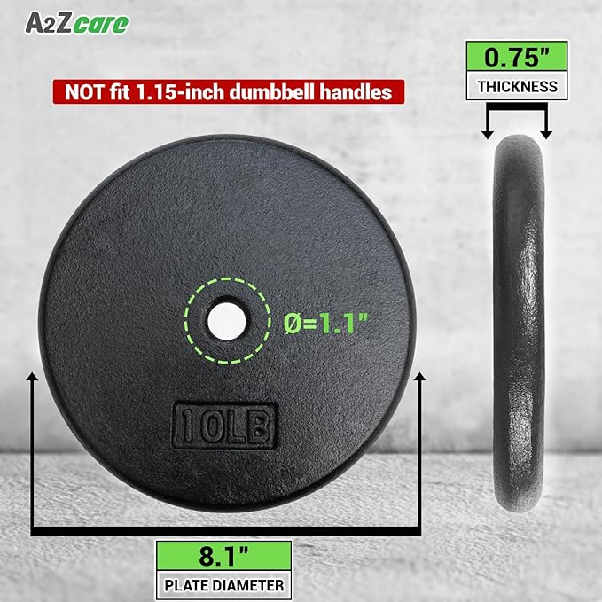 A2ZCARE 1 inch Weight Plates Set 1.25 lbs 20 lbs, 1 inch, 1 inch