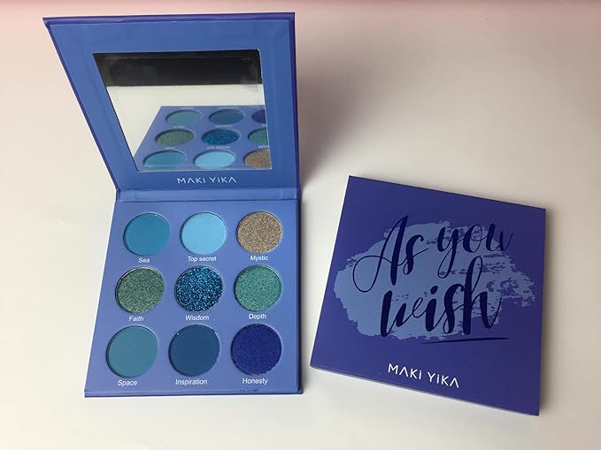 Blue Eyeshadow Palette for Women Blue Eye Shadow 9 Color Matte Shimmer Glitter Eye Makeup Palette Long Lasting Pigmented Eyes Makeup-9Blue