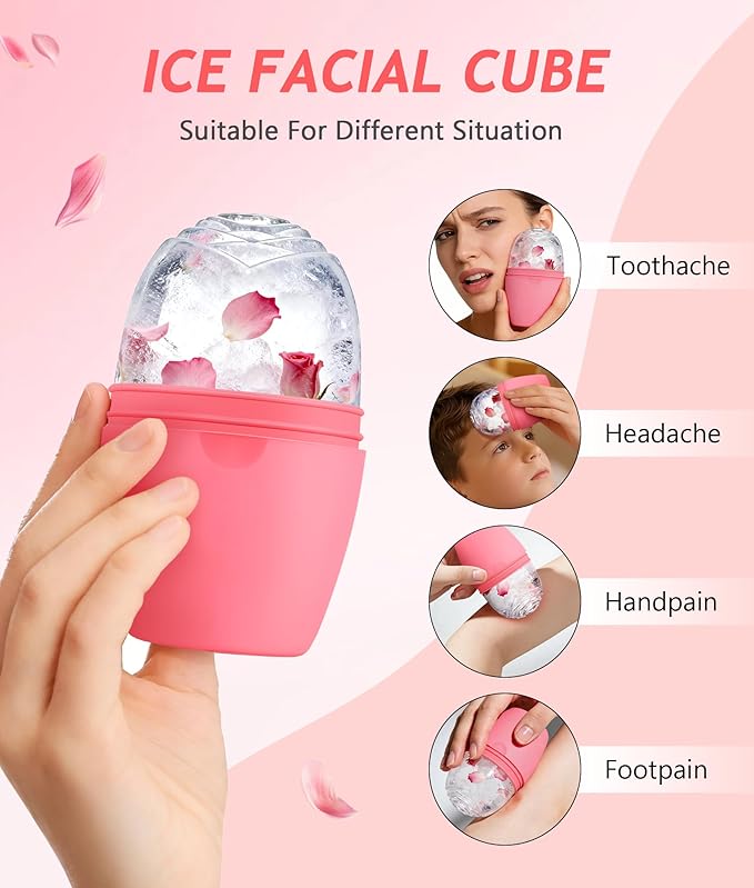 Ice Face Roller - Ice Roller for Face Silicone Mold Reusable for Women Face Eye Neck Naturally Conditioning and Skin Care,De-Puff Eye Bags,Reduce Migraine Pain,Face Massager (1PK+2PP)