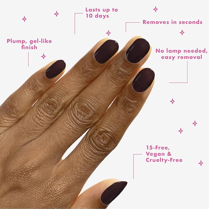 Olive & June Long Lasting Nail Polish | Plump Gel-Like Finish No Lamp Needed | Lasts up to 10 days | Salon-Quality Color at Home | 15-Free, Vegan & Cruelty-Free Chip-Resistant Shine | Dark Chocolate