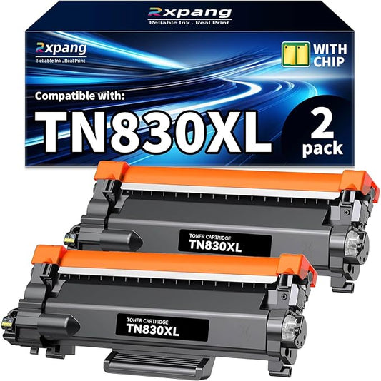 RXPANG TN830XL Toner Replacement for Brother TN830 TN830XL Toner to Use with HL-L2460DW HL-L2405W HL-L2400D HL-L2480DW DCP-L2640DW MFC-L2820DW MFC-L2900DW Printers (2 Black)
