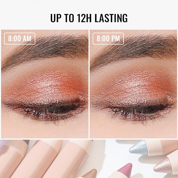 Oulac Nude Eyeshadow Crayon – Twist-Up Waterproof Stick, Soft Shimmer Finish, Vegan & Cruelty-Free, 1.25g, WS02 Pink Rush