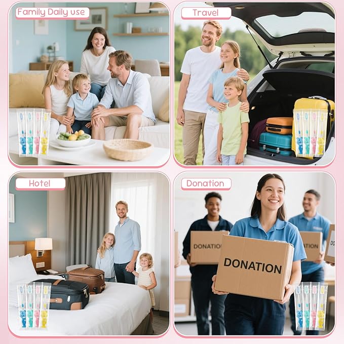Toothbrushes for Kids In Bulk, Individually Wrapped Disposable Toothbrush Cute Manual Soft Bristles Children Toothbrush With Cover Suction Cup Toddler Toiletries Set for Home/School/Travel (200 Pack)