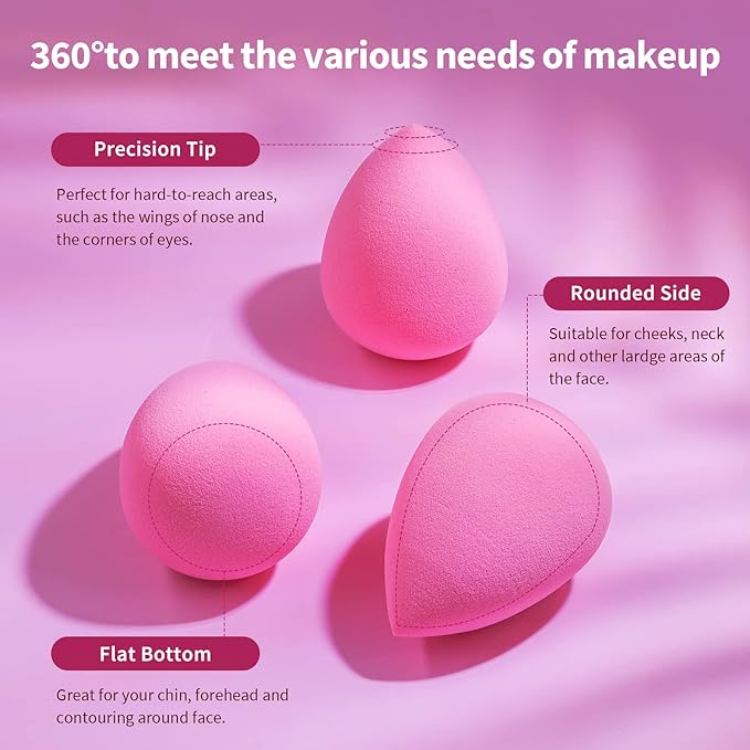 BEAKEY Latex-Free Blender Makeup Sponge for Blending, Pink