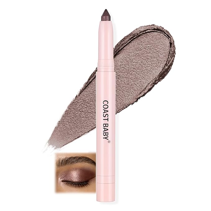 2in1 Cream Eye Shadow Brightener Sticks for Eyes, Neutral Highlighter High Pigmented Makeup with Blending Brush Built-in Sharpener, Long Lasting Eye Makeup sombras en crema para ojos #Yellow Brown