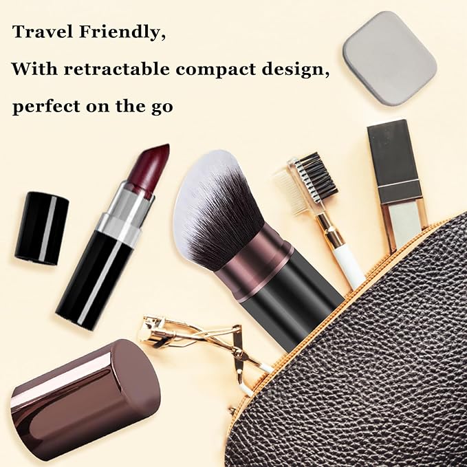 Keriloo Retractable Kabuki Makeup Brush,Face Blush Brushes Powder Foundation Makeup Brush for Blending Liquid, Blush, Bronzer, Buffing, Sunscreen,Flawless Cosmetics