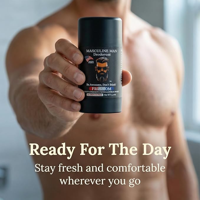 Deodorant for Men - Aluminum Free Mens Deodorant - Travel Size Natural Deodorants - Sweat Protection for Underarm - Stain-Free Stick Deodorants - Made in USA, 3.2oz (Pack of 2, Freedom)