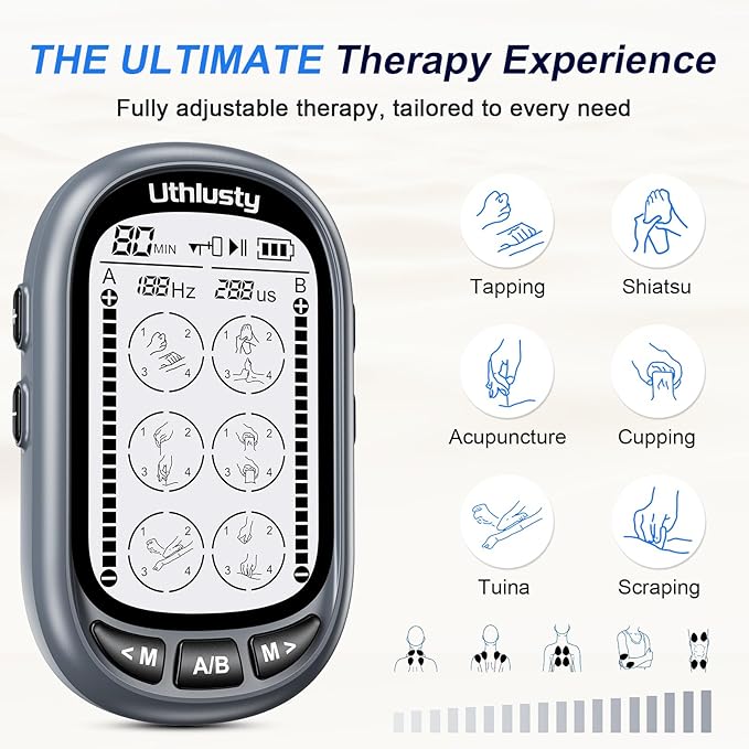 TENS Unit Muscle Stimulator for Pain Relief Therapy – 24 Modes TENS Machine & EMS Massager, Period Simulator Machine for Men & Women, Portable Muscle Stimulator for Back, Shoulder, and Neck Pain
