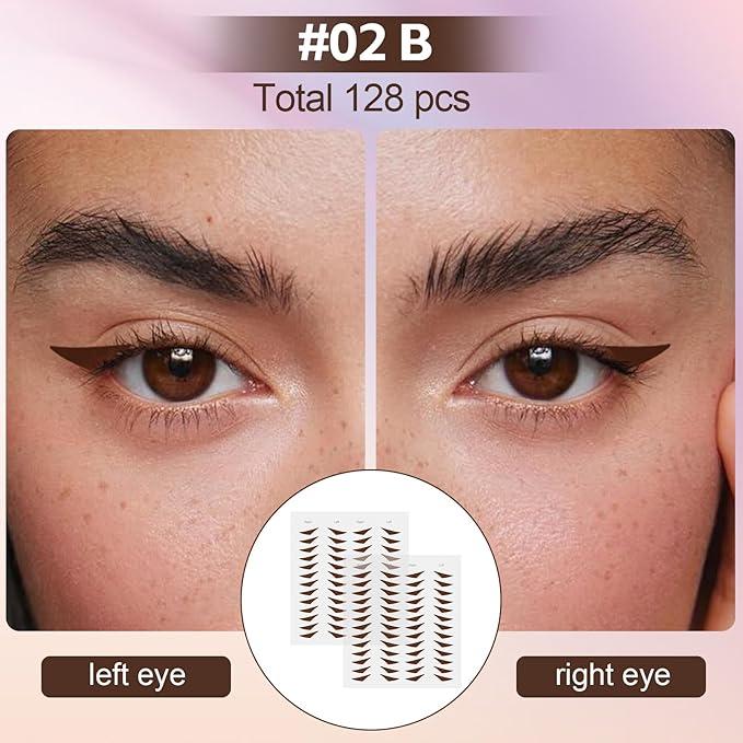 Boobeen 120 PCS Eyeliner Stickers, Adhesive Instant Cat Eyeliner Stamp, Eye Patches with Precision Tweezers, Long-Lasting & Waterproof for Easy Symmetrical Wings