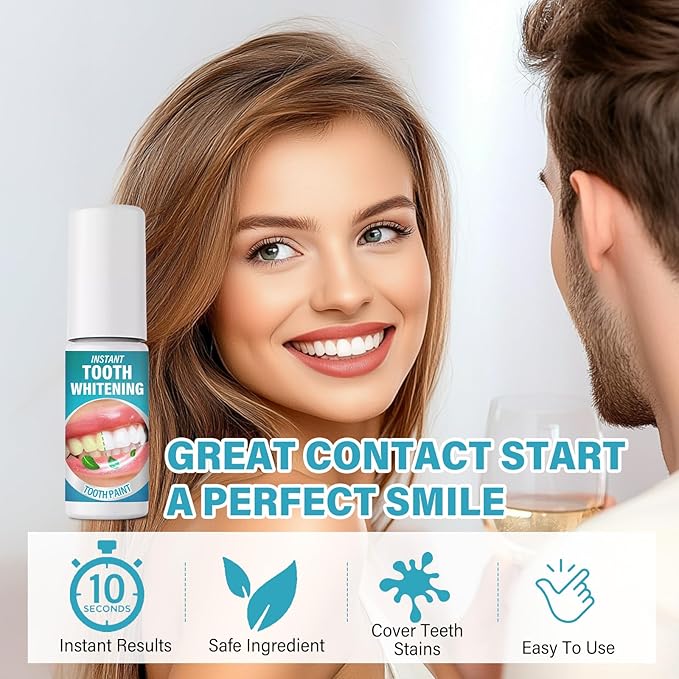 Tooth Paint, Teeth Whitening Kit–Instant Tooth Polish for Brightening & Stain Coverage, Gentle Formula, Easy to Use & Portable Teeth Whitening Solution