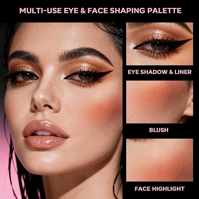 18-Shade Eye Makeup All-in-One Palette, Natural Nude Matte Shimmer Glitter, Long Lasting Baked Makeup Palette for Eye Highlight Blush, Earth Tones
