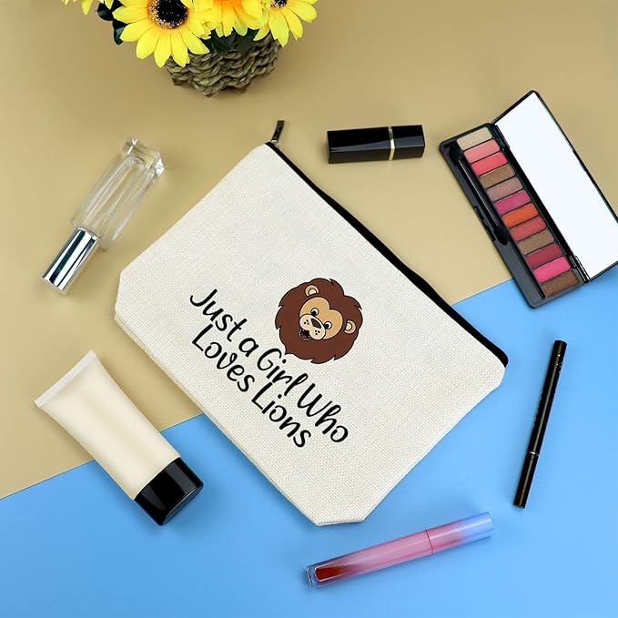 Lion Lover Gift Makeup Bag Lion Gifts for Women Cosmetic Bag Animal Lover Gift Lion Inspire Gift Birthday Christmas Graduation Gifts for Daughter Sister Best Friend Friendship Gift Travel Toiletry Bag