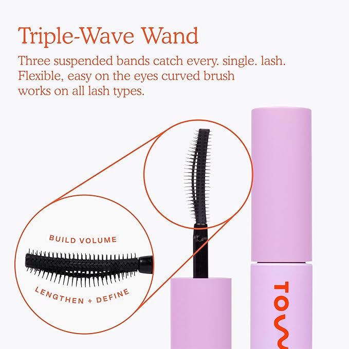 Tower 28 Mini MakeWaves Vegan Black Mascara - Volumizing & Lengthening Mascara for Sensitive Eyes - With Aquaflex Technology for Humidity-Proof Lift - Hypoallergenic Eye Makeup - Jet (0.18 oz)