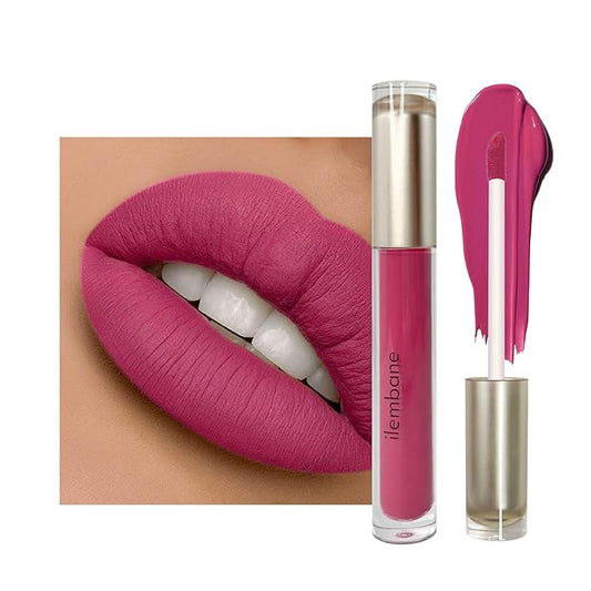 ilembane Peach Pink Liquid Lipstick - Long Lasting, Smudge Proof, Transfer-Resistant Lip Color,Waterproof, Non-Transfer Formula (Velvet Voyage)
