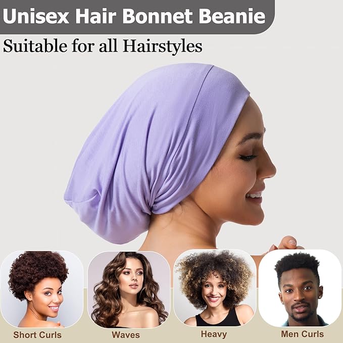 Satin Bonnet for Sleeping Night Cap, Adjustable Satin Lined Silk Bonnets Sleep Cap for Curly Hair Braids Beanie Black Women