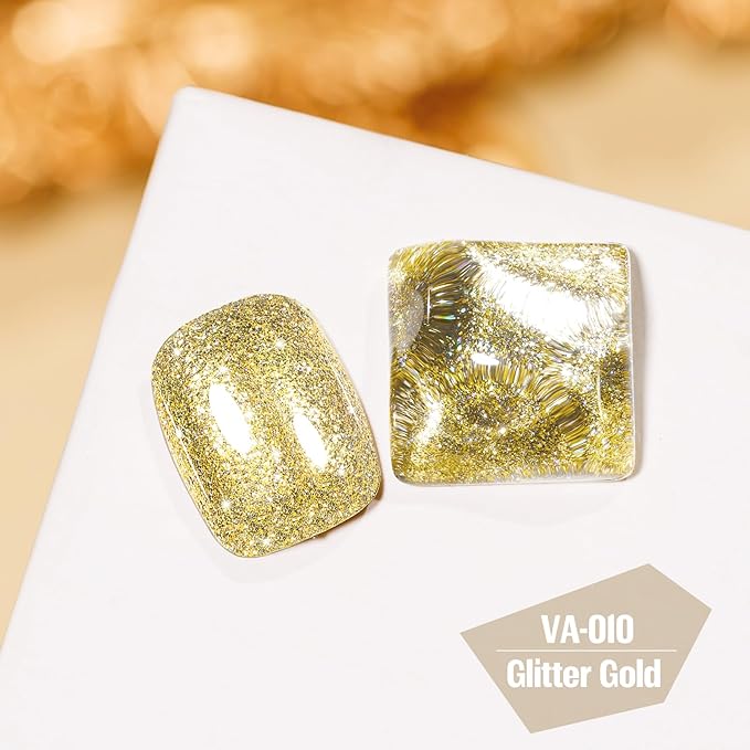 Glitter Gold Nail Polish 15ml, Christmas Quick Drying Nail Polish Regular Shimmer Long-Lasting Air Dry Oil-Base Nails Polish Non Gel DIY Salon At Home