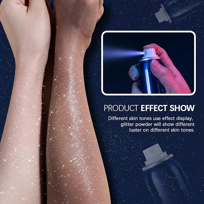 Corleone Body Glitter,Shiny Glitter Spray for Hair,Highlighter Powder,Glitter Shimmer Sparkle Hairspray Powder Makeup, for Face Body Hair Dress Prom Party