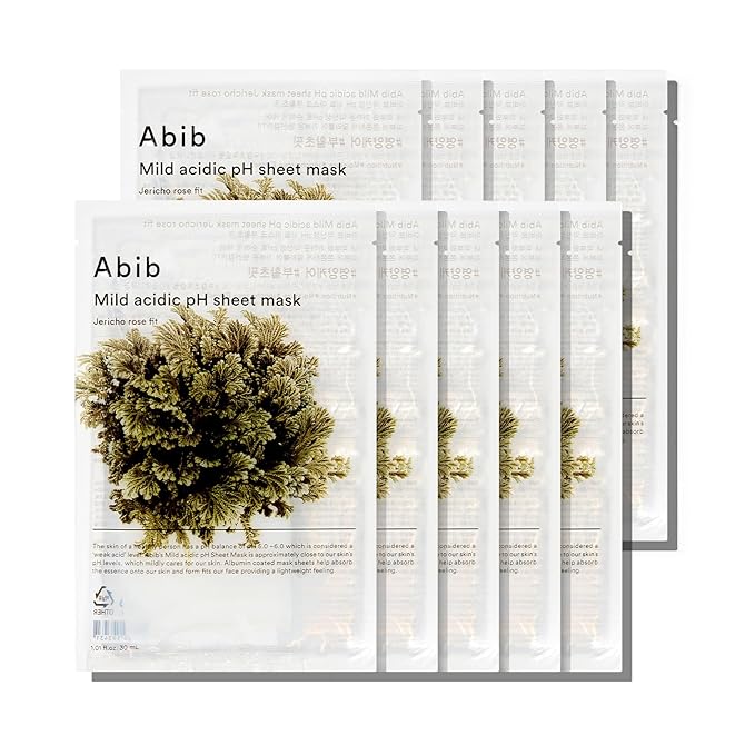 Abib Mild Acidic Ph Sheet Mask Jericho Rose Fit 10 Sheets (Anti-aging) I Korean Face Mask for Sensitive Skin, Soothing & Redness Relief, Daily Skincare Treatment, K-Beauty Sheet Mask