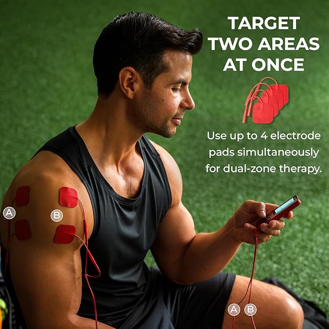 TENS 7000 Sport Athletic Recovery Muscle Stimulator, Back Pain Relief, Sciatica, Neck, Shoulder, Muscle Pain, TENS Unit + EMS + Massage with 42 Built-in Programs, 4 Electrode Pads