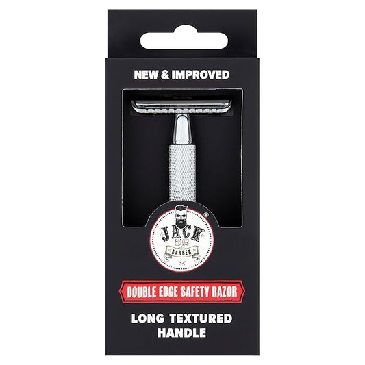 Double Edge Safety Razor, Chrome, 3-Piece Construction, Men's, Closed Comb Design, Single Blade, Weighted Precision Head