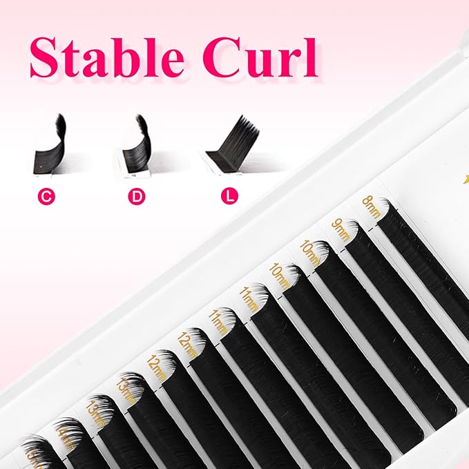 Easy Fan Lashes 0.03 0.05 0.07 Thickness C/D/M/L Curl Eyelash Extensions 8-15mm Mix Lash Tray Matte Black Volume Lashes Self Fanning, Professional Supplies for Lash Artists (0.05 D 8-15mm)