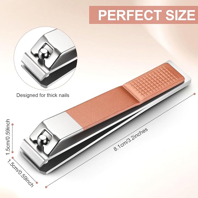 Mudder 6 Pcs Rose Gold Large Toenails Clippers Big Nail Clippers Straight Edge Toenails Cutters Stainless Steel Nail Trimmer Cutters for Men Women Thick Nails Straight Sharp Blade and Anti-slip Handle