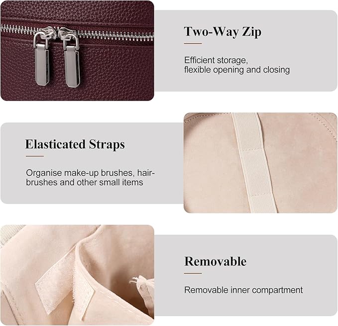 honitty Makeup Bag, Travel Make up Case with Compartments and Handle, Portable Cosmetic Organizer Bags,Toiletry Bag for Women