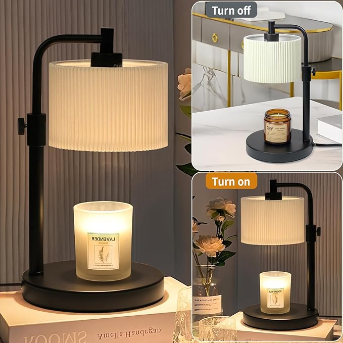Candle Warmer Lamp with Timer, Candle Wax Warmer Adjustable Height Candle Lamp Warmer for Jar Candles, Christmas Gifts House Warming Gifts for Women (Black-Upgrade)