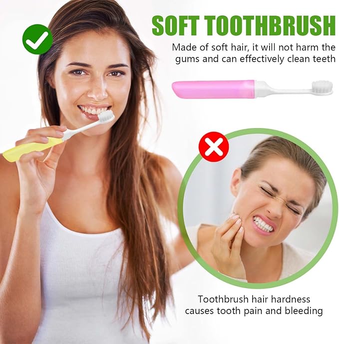 WSSROGY 5 Pack Potable Folding Travel Toothbrush Bulk for Travel, Business Trip, Camping