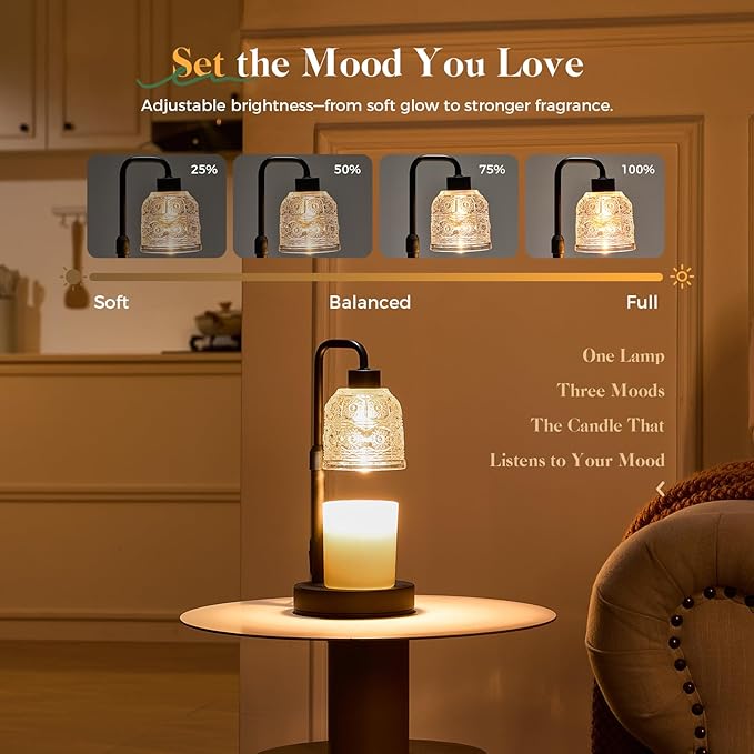 Candle Warmer Lamp with Timer Dimmer, Adjustable Height Wax Melt Warmer for Jar Candles, Housewarming Gift, Birthday Mother's Day Valentines Gifts for Her Women Mom Sister Wife Bedroom New Home Decor