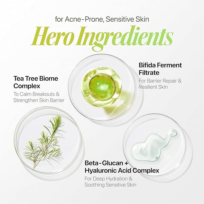 EIOM Trouble Patch Mask | Full-Face Acne Sheet Mask for Acne-Prone & Oily Skin – Blemish & Sebum Control Mask with Tea Tree Biome | Korean Skincare, 20ml x 4