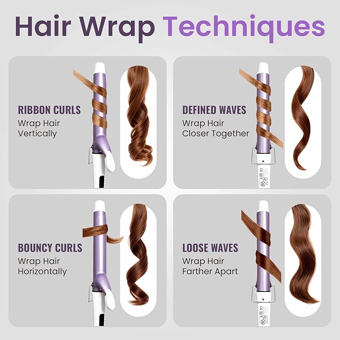 1.25 Inch Ceramic Curling Iron - Long Barrel Fast Heating Curling Wand, Dual Voltage 110-240V Travel,5 Adjustable Heat Settings & Automatic Shut-Off, Professional Hair Curler for Long-Lasting Curls