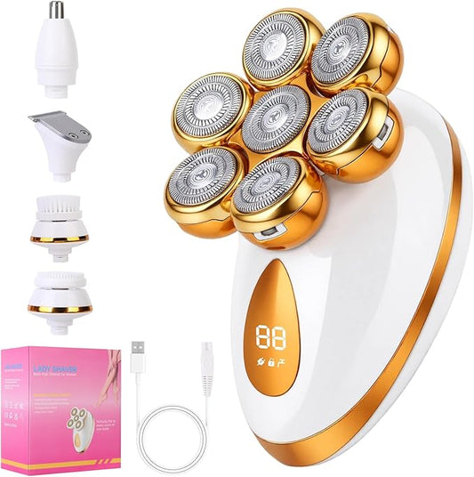 Electric Razors for Women, 7in 1 Painless Rechargeable Dusk Shaver Womens, Women's Shavers Everything, Lady Leg/Bikini/Face Hair Removal Products, Female Wet Dry Shaving Machine