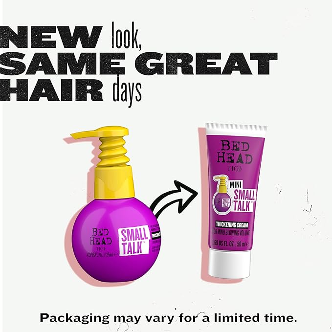 Bead Head by TIGI Small Talk MINI 3-in-1 Hair Thickening Cream - Use for Voluminous Hair - For Fine, Thin & Flat Hair - Use on Damp Hair - Premium Hair Thickening Products - 4.2 oz (2 Pack)