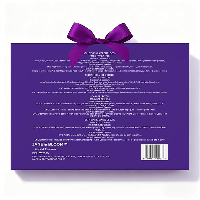 Gifts for Women who has Everything - Lavender & Bergamot Spa Gift Set – Luxury Bath & Body Collection with Shower Gel, Body Lotion & Bath Bombs – Relaxing Self Care Gift for Women – Jane & Bloom